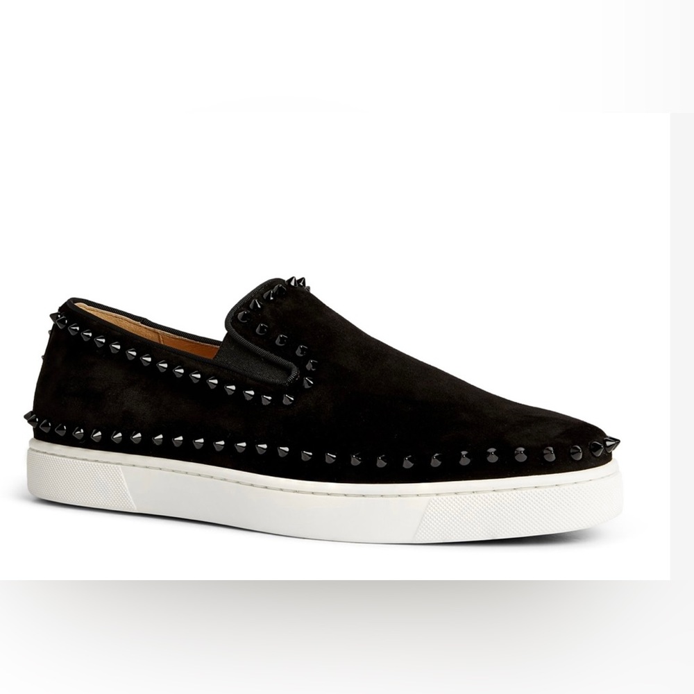 CHRISTIAN LOUBOUTIN Pik Boat Studded Suede Sneakers (size 8.5)